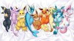  &lt;3 &lt;3_eyes ambiguous_gender anus beady_eyes bed blue_eyes blush bodily_fluids brown_eyes brown_pawpads butt detailed_background dipstick_tail eevee eeveelution elemental_creature espeon female feral fin flareon flora_fauna fluffy fluffy_tail furniture genitals glaceon gloves_(marking) group half-closed_eyes hi_res jolteon leafeon leg_markings legs_up looking_at_viewer looking_back lying markings multicolored_tail narrowed_eyes neck_tuft nervous nintendo on_back on_bed on_front open_mouth pawpads pink_pawpads plant pok&eacute;mon pok&eacute;mon_(species) presenting presenting_hindquarters presenting_pussy purple_eyes pussy raised_tail red_eyes saliva saliva_string silma smile socks_(marking) sploot spread_pussy spreading sweat sylveon tail_fin tuft umbreon vaporeon video_games 