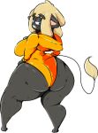  animal_humanoid big_butt black_body black_fur blonde_hair butt cat_humanoid fan_character felid felid_humanoid feline feline_humanoid female freckles fur hair huge_butt huge_thighs humanoid mammal mammal_humanoid pantherine ponk smile solo spiral_eyes teiko thick_thighs wedgie 