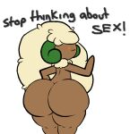  ambiguous_gender anonymous_artist anthro big_butt butt english_text looking_at_viewer looking_back meme nintendo pok&eacute;mon pok&eacute;mon_(species) presenting presenting_hindquarters simple_background solo stop_thinking_about_sex text video_games whimsicott white_background 