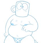  belly blue_and_white cartoon_network coffee_mug cup for_a_head humanoid joe_cuppa male monochrome mouthless not_furry object_head ok_k.o.!_let&#039;s_be_heroes overweight overweight_humanoid overweight_male simple_background solo unknown_artist white_background 