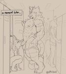  anthro balls blush blush_lines bodily_fluids canid canine claws clothing crouching duo ear_piercing ear_ring emule erection eye_contact felid feline fellatio genitals incineroar jockstrap locker_room looking_at_another lucario male male/male mammal monochrome muscular muscular_male nintendo nipple_piercing nipples oral pawpads penile penis piercing pok&eacute;mon pok&eacute;mon_(species) public public_nudity sex size_difference smile standing submissive submissive_male sweat tears text underwear underwear_down video_games watermark 