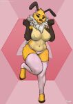  accessory antennae_(anatomy) anthro arthropod bee breasts clothing countershade_torso countershading female flower flower_in_hair foxovh fur hair hair_accessory hi_res hymenopteran insect leggings legwear mane navel plant solo transluscent_wings wings yellow_body yellow_fur 