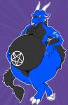  abstract_background anthro belly big_belly dragon ear_piercing ear_ring hi_res male markus_mccraig_(scales) pentagram piercing purplelove_(artist) solo tattoo vore 