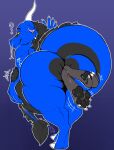 ? ambiguous_gender ambiguous_prey anal anal_vore anthro blue_body blue_scales dragon ear_piercing ear_ring hi_res horn looking_back male male/ambiguous male_pred markus_mccraig_(scales) piercing purplelove_(artist) scales solo tattoo vore 