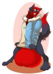  anthro balls bawleon big_balls big_penis blush canid canine canis clothed clothing digitigrade erection erection_under_clothing fox genitals hoodie huge_balls huge_penis hybrid hyper hyper_balls hyper_erection_under_shirt hyper_genitalia hyper_penis male mammal penis solo standing topwear wolf 