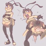  2020 aipeco18 anal anal_penetration antennae_(anatomy) anthro anthro_penetrated arthropod barry_b._benson bee bee_movie bottomless clothed clothing dreamworks duo faceless_male from_behind_position fur genitals grey_background hi_res hymenopteran insect looking_back male nipple_outline non-mammal_nipples open_mouth penetration penis sex simple_background solo_focus sweater topwear yellow_body yellow_fur 