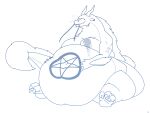  anthro belly big_belly dragon drunk ear_piercing ear_ring hi_res hyper hyper_belly male markus_mccraig_(scales) obese overweight pentagram piercing solo substance_intoxication vantablackbox 