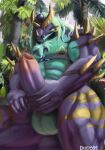  absurd_res anthro coconut_tree dragon ekoi1995 forest fruit_tree hi_res jungle male male/male muscular palm_tree plant solo tree tropical 