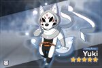  2021 anthro arctic_fox biped breeze_in_the_clouds canid canine clothed clothing fox fur humanoid_hands mammal mask scarf snow_(breeze_in_the_clouds) solo text white_body white_fur 