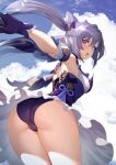  asian_clothes ass cameltoe genshin_impact keqing_(genshin_impact) pantsu raijuu_(bakanara) skirt_lift 