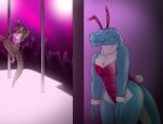  angry anthro ava_shaw bunny_costume clothing costume crocodile crocodilian crocodylid crowds dancing dinosaur easter female hi_res holidays lights lovemummification pole pole_dancing reptile scalie stage strip_club theropod tyrannosaurid tyrannosaurus tyrannosaurus_rex 