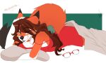  2021 anthro breasts brown_hair canid canine clothed clothing digital_media_(artwork) eyebrows eyelashes eyewear female fox glasses hair mammal smile solo wolflady 