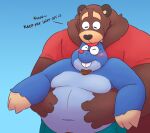  anthro belly belly_grab blush cade_(the_human_heart) duo dylan_(the_human_heart) english_text eyewear facial_hair glasses goatee leonthelionel male male/male mammal mole_(disambiguation) navel obese overweight shirtless text the_human_heart_(game) ursid 