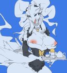  accessory anthro anthrofied breasts clothing collar dragon female front_view hair_accessory hair_bow hair_ribbon legendary_pok&eacute;mon lingerie looking_at_viewer nintendo nipples pok&eacute;mon pok&eacute;mon_(species) reshiram ribbons solo tongue tongue_out video_games yuio 