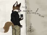  anthro canid canine feces fox gunny_le_fox male mammal messing pooping scat soiling solo unknown_artist 