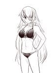  1girl boa_(brianoa) bra closed_mouth cz2128_delta eyepatch greyscale long_hair monochrome overlord_(maruyama) panties simple_background solo swimsuit underwear white_background 
