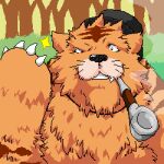  2006 anthro biped black_nose clothing digital_media_(artwork) eddga felid hat headgear headwear kemono low_res mammal oekaki outside overweight pantherine paws ragnarok_online smoking solo thumbnail tiger unknown_artist video_games 