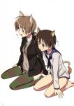  animal_ears inumimi lynette_bishop miyafuji_yoshika nekomimi seifuku strike_witches tagme tail thighhighs uniform 