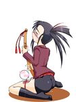  ass bike_shorts blush crotch_rub kamiya_ogawa katana long_sleeves mahou_sensei_negima! masturbation ponytail pussy_juice sakurazaki_setsuna side_ponytail skin_tight socks solo sword vibrator weapon 