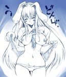  animal_ears artist_request between_breasts breasts bunny_ears closed_eyes large_breasts long_hair lowleg lowleg_panties monochrome necktie necktie_between_breasts nipples open_clothes open_shirt panties reisen_udongein_inaba shirt solo source_request touhou underwear 