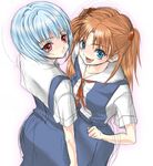  ayanami_rei lowres multiple_girls neon_genesis_evangelion school_uniform souryuu_asuka_langley takasuna_akira 