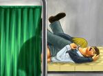  2boys anal bed blonde_hair brown_hair curtain curtains denim doctor henry_townshend hospital jeans lying male male_focus medical multiple_boys on_back open_mouth pants pants_down rape sex silent_hill walter_sullivan yaoi 