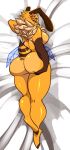  accessory antennae_(anatomy) anthro arthropod bee breasts butt dakimakura_design featureless_breasts female feral flower flower_in_hair hair hair_accessory hi_res hooves hymenopteran insect looking_at_viewer neck_tuft nude plant side_boob solo stinger_(anatomy) sura_(character) thick_thighs tuft wings xstupid_furryx 