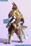  2019 advertisement anthro armor backsack balls biceps butt canid canine darknut digital_media_(artwork) fur genitals holding_object holding_sword holding_weapon looking_back male mammal markings_(fur) melee_weapon mostly_nude muscular muscular_anthro muscular_male nintendo nipples patreon pecs red_eyes simple_background solo spelunker_sal standing sword the_legend_of_zelda video_games weapon wind_waker 