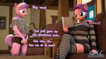  3d_(artwork) anthro anthrofied crossed_legs daughter detailed_background dialogue diamond_tiara_(mlp) digital_media_(artwork) duo equid equine female friendship_is_magic hasbro hi_res mammal mature_anthro mature_female mother mother_and_child mother_and_daughter my_little_pony parent parent_and_child pink_body senthaurekmern sitting spoiled_rich_(mlp) 