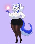  anthro big_breasts big_butt blue_body blue_fur blue_lips blue_nose breasts business_suit butt canid canine canis clothed clothing darbo darigem domestic_dog exposed_breasts female fur hair hi_res high_collar high_heels huge_breasts huge_butt husky hyper hyper_breasts hyper_butt legwear lips mammal nordic_sled_dog pantyhose plantigrade psionics psychic psychic_powers silver_eyes skimpy solo spitz suit white_body white_fur white_hair 