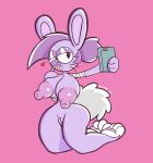  &lt;3 anthro areola bandage big_areola big_breasts big_butt big_nipples big_tail breasts bunny_enid butt cartoon_network enid_(ok_k.o.!_lbh) female fur genitals hair half-closed_eyes hi_res lagomorph leporid mammal narrowed_eyes nipples nude ok_k.o.!_let&#039;s_be_heroes pawpads phone pink_background purple_body purple_fur purple_hair pussy rabbit signature simple_background smile solo squint thick_thighs tongue tongue_out were whiskers wide_hips zdarc 