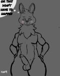  acidslash28 anthro embarrassed embarrassed_nude_exposure erection genitals girly hi_res invalid_tag lagomorph leporid male male/male mammal nude penis rabbit sketch solo thick_thighs 