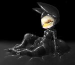  2021 anthro bdsm black_nose blonde_hair bondage bound canid canine clothing female fox hair hi_res hitachi_magic_wand mammal masturbation open_mouth rubber rubber_suit sex_toy solo solo_focus sorrynothing toying_self vibrator wand_vibrator 