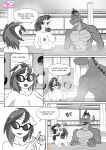  anthro anthrofied areola big_breasts breasts comic dialogue dragon english_text equid equine female friendship_is_magic hasbro hi_res horn male mammal monochrome my_little_pony nipples nude partially_submerged pia-sama rarity_(mlp) spike_(mlp) text trio unicorn url vinyl_scratch_(mlp) water 