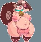  2021 4_fingers alternate_version_at_source anthro areola bell bell_collar belly big_areola big_breasts big_hands bovid bovine breasts brown_body brown_fur cattle collar cookie_(peachpunch11) curled_tail deep_navel ear_piercing eyelashes fangs female fingers fur head_tuft horn huge_breasts mammal navel neck_tuft nipples nude overweight overweight_anthro overweight_female pawpads peachpunch11 piercing pink_nose portrait solo spots standing surgical_suture teal_eyes teats thick_thighs three-quarter_portrait tuft udders vein white_body white_fur wide_hips 