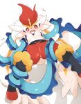  3_toes ambiguous_gender anthro anus blue_body blue_tail blush bodily_fluids breasts duo feet female female/ambiguous fur genitals gigantamax_cinderace gigantamax_inteleon gigantamax_pok&eacute;mon hi_res long_ears long_tail multicolored_body multicolored_fur navel nintendo open_mouth orange_body orange_fur pok&eacute;mon pok&eacute;mon_(species) prrrrrrmine pussy simple_background solo_focus tears toes video_games white_background white_body white_fur 