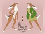  2021 anthro barefoot biped clothed clothing feet ferima gender_symbol green_clothing lagomorph leporid mammal maylis model_sheet nude pink_background rabbit simple_background solo standing symbol ♀ 