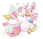  4_fingers 4_toes anthro arm_tuft barefoot big_breasts bikini black_nose blonde_hair blush bodily_fluids breasts camel_toe canid canine chest_tuft claws clothing feet female finger_claws fingers fur hair inner_ear_fluff kemono looking_at_viewer mabo_(artist) mammal multicolored_body multicolored_ears multicolored_fur multicolored_tail nipple_outline open_mouth pawpads paws pink_body pink_fur pink_hair purple_body purple_eyes purple_fur purple_hair scarf sharp_teeth signature solo sweat sweatdrop swimwear teeth toe_claws toe_curl toes tongue tuft white_body white_fur white_hair wrist_tuft yellow_body yellow_fur 