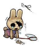  animal_crossing animate_inanimate anthro arthropod better_version_at_source bodily_fluids bottomless broken clothed clothing coco_(animal_crossing) crying dragonfly duo eyeless female gyroid human insect japanese_text lagomorph leporid mammal merafume net nintendo rabbit tears text video_games 