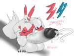  2021 anthro balls barefoot big_balls big_penis bodily_fluids bulge claws cum ejaculation feature feet fur genital_fluids genitals huge_balls huge_pecs huge_penis hyper hyper_balls hyper_genitalia hyper_penis licking licking_lips male nintendo nipples nude pecs penis pok&eacute;mon pok&eacute;mon_(species) red_body red_eyes red_fur rxq solo tongue tongue_out video_games white_body white_fur zangoose zangoose_day 