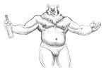  2014 anthro bulge clothing eyes_closed humanoid_hands male mammal musclegut nipples osos overweight overweight_male simple_background underwear ursid white_background 