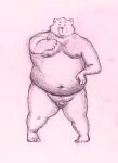  2008 anthro balls belly flaccid genitals humanoid_hands male mammal moobs navel nipples osos overweight overweight_male penis simple_background sketch traditional_media_(artwork) ursid 