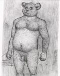  2006 anthro balls belly flaccid genitals humanoid_hands male mammal moobs navel nipples osos overweight overweight_male penis solo traditional_media_(artwork) ursid 