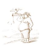  2008 anthro belly bottomwear clothing eyes_closed humanoid_hands male mammal moobs navel nipples osos outside overweight overweight_male shorts traditional_media_(artwork) ursid 