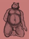  2005 anthro balls belly flaccid genitals hairy humanoid_hands male mammal moobs navel osos overweight overweight_male penis simple_background solo traditional_media_(artwork) ursid 