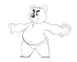  2014 anthro belly biped clothing humanoid_hands male mammal monochrome navel osos overweight overweight_male simple_background underwear ursid white_background young 
