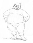  2013 anthro beard belly bulge clothing facial_hair humanoid_hands male mammal monochrome moobs navel nipples osos overweight overweight_male simple_background underwear ursid white_background 