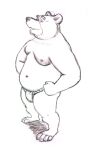  2007 anthro asian_clothing belly bulge clothing east_asian_clothing fundoshi humanoid_hands japanese_clothing male mammal moobs navel nipples osos overweight overweight_male simple_background solo traditional_media_(artwork) underwear ursid white_background 