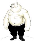 2012 anthro black_nose bottomwear clothing fur male mammal musclegut osos overweight overweight_male pants polar_bear ursid ursine white_body white_fur 