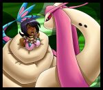  absurd_res blush clothing coiled_up coiling hi_res human island_kahuna_olivia mammal milotic nintendo pok&eacute;mon pok&eacute;mon_(species) spiderweber video_games 